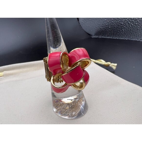 Lilly Pulitzer Pink Enamel Bow Stretch Ring - Picture 1 of 4